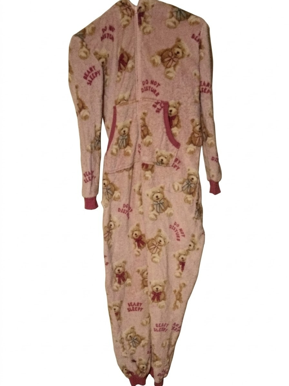 Holiday Time Pink Teddy Bear Fleece Sleep Sack Onesie